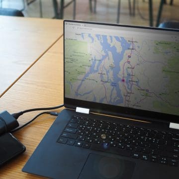 laptop showing embedded map