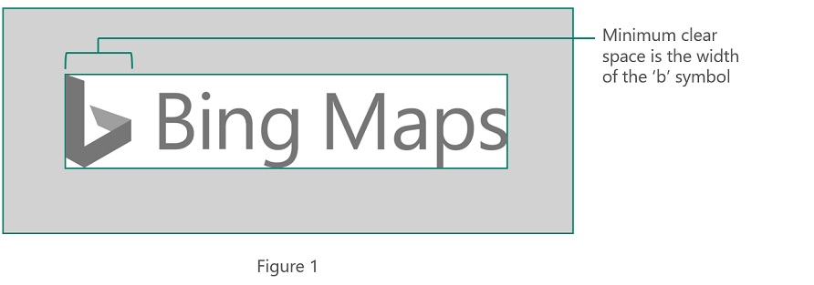 Bing Maps logo showing requirements for clear space