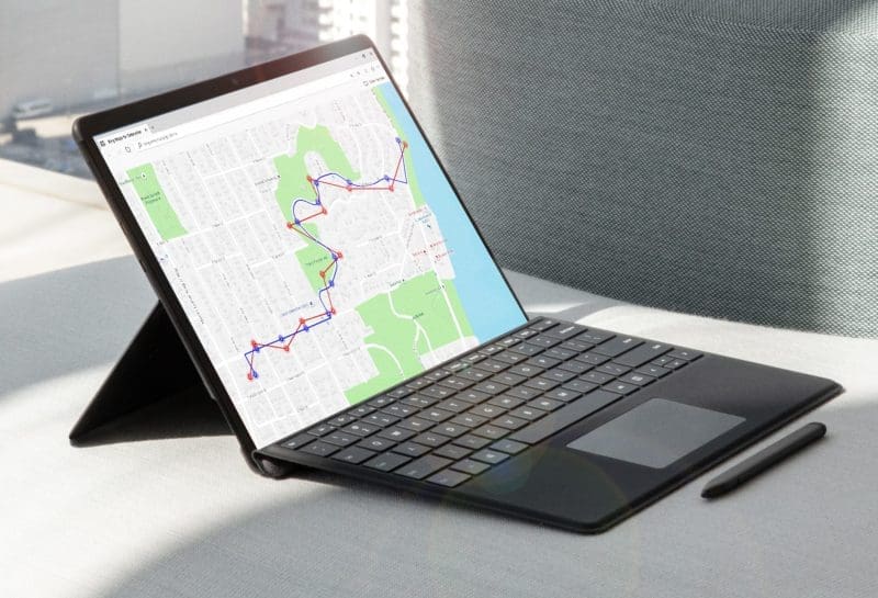 map routing on a laptop