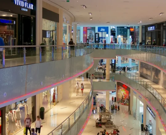 the interior of a mall floor